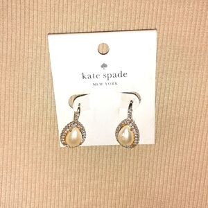Kate Spade Pearl Drop Earrings Crystal Teardrop NWT Formal